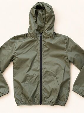George size 7/8 Kids Hooded Windbreaker Jacket - Olive Green / Lightweight Fall